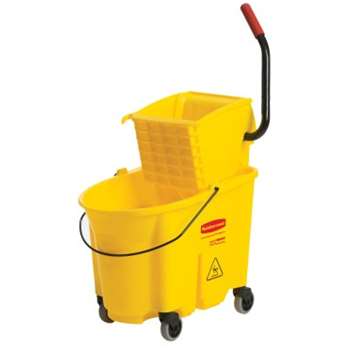 Rubbermaid WaveBrake Side-Press Bucket and Wringer 758088YEL, Yellow