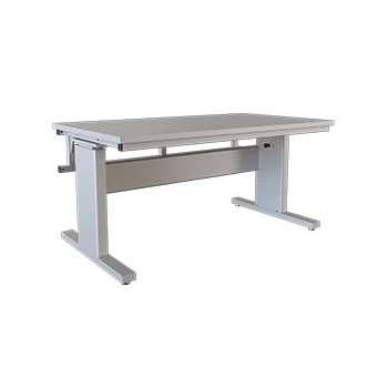 BOSTONtec heavy duty manual pin height adjustable workstation frame, leveler feet and 3mm laminate surface.