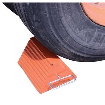 Vestil Molded Rubber Wheel Chock - Orange Handle - ORWC-8-HDL