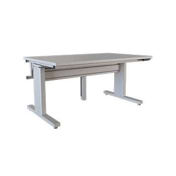 BOSTONtec medium duty electric height adjustable workstation frame, leveler feet and 3mm laminate surface.