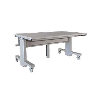 BOSTONtec medium duty electric height adjustable workstation frame, (4) locking casters and 3mm laminate surface.